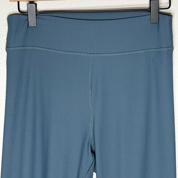 Old Navy PowerSoft Womens Leggings Medium Blue Ribbed Active Pants Pilates Gym - Picture 5 of 9